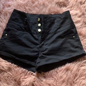 High waisted black shorts